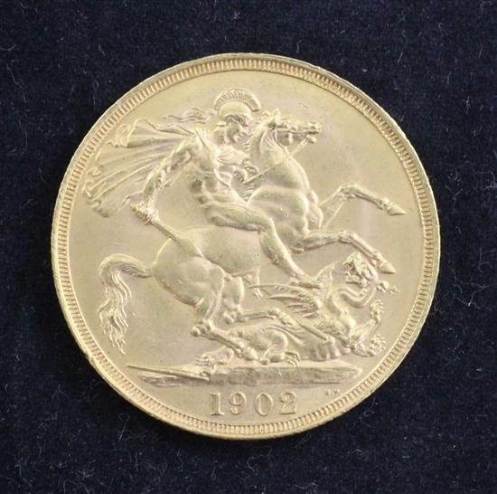 An Edward VII gold two pounds, 1902,